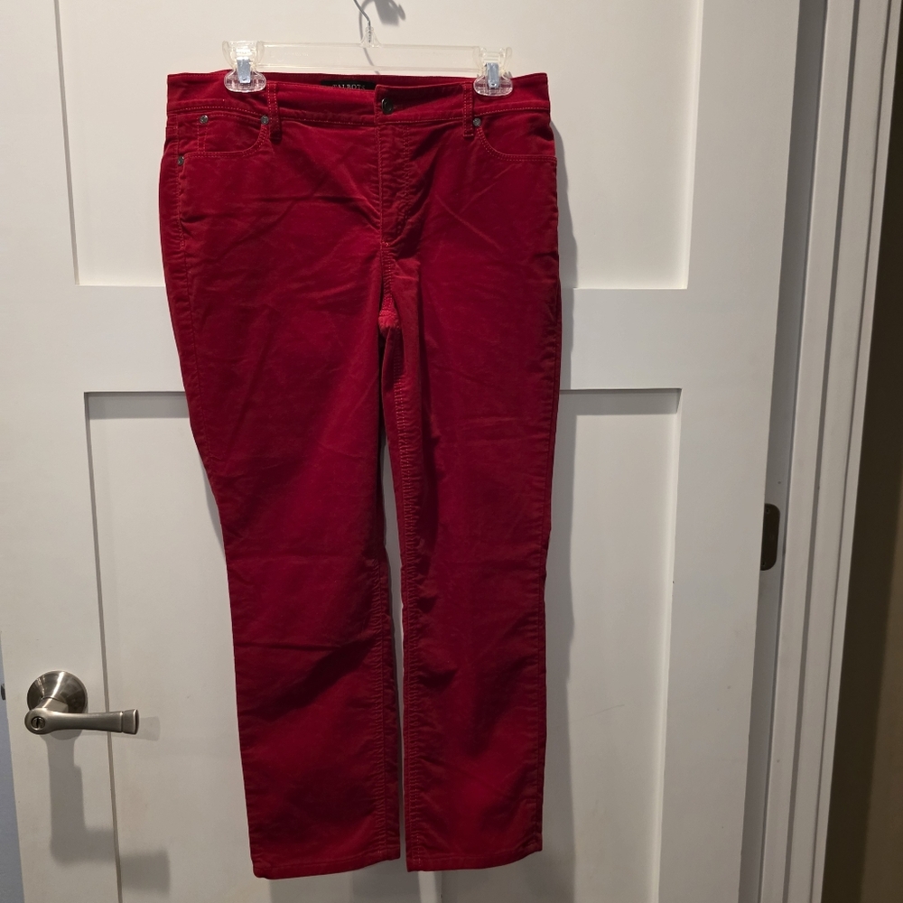 Talbots Red Velvet Women's Pants 8P Straight Leg Holiday Christmas Glam